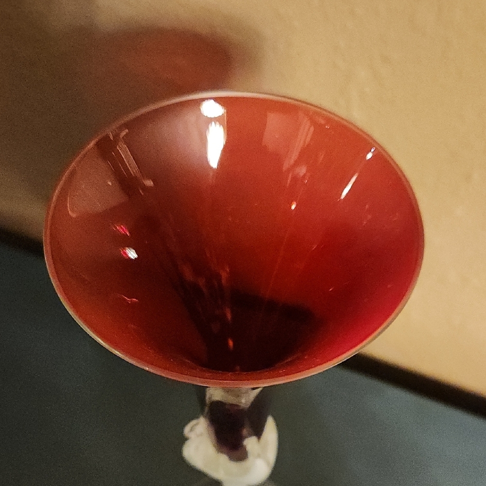 Ruby Red Art Glass Vase or Champagne Flute - Picture 8 of 11